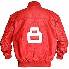8 Ball Red Leather Bomber Jacket