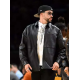 Bad Bunny Lakers Game Black Leather Jacket