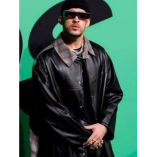 Spotify Awards Bad Bunny Black Leather Coat