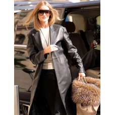 Rosie Huntington-Whiteley PFW Leather Coat