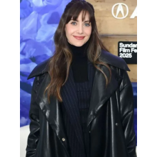 Together Alison Brie Black Leather Coat