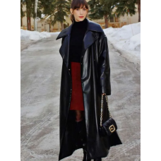 Together Alison Brie Black Leather Coat