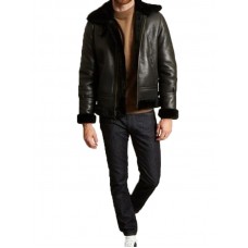 B3 Bomber Black Shearling Leather Jacket
