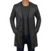 Mens 3/4 Length Black Wide Collar Leather Coat