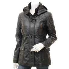 Womens 3/4 Length Leather Coat