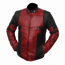 Ryan Reynolds Deadpool 2 Red and Black Waxed Leather Jacket