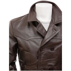 Dark Brown Double Breasted Mens 3/4 Length Coat