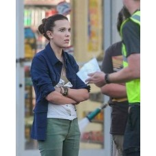 Millie Bobby Brown Godzilla vs Kong Blue Cotton Jacket