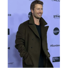 Hit Man Glen Powell Green Peacoat