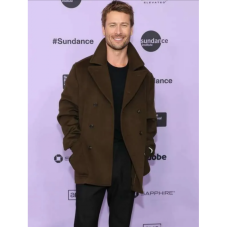 Hit Man Glen Powell Green Peacoat