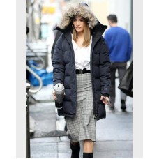 Jennifer Lopez Black Parka Coat
