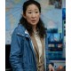 Sandra Oh Killing Eve Season 03 Polastri Blue Hooded Coat