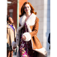 Modern Love Anne Hathaway Fur Brown Coat