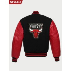 Mens Letterman Chicago Bulls Wool Red & Black Jacket