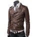 Men Slim Fit Belted Rider Brown Leather Jacket