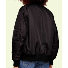 Ted Lasso Juno Temple Black Cotton Bomber Jacket