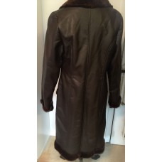 Vintage Womens Leather Faux Fur Lined Coat