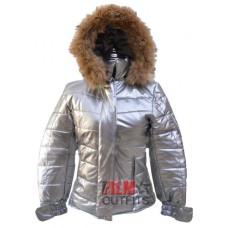 Caroline Channing Bomber Silver Puffer Jacket