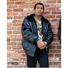 BMF Black Leather Jacket With Shearling Collar