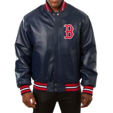 Boston Red Sox Varsity Navy Blue Leather Jacket