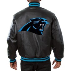 Carolina Panthers Varsity Black Leather Jacket