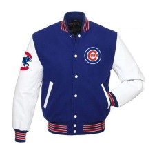 Chicago Cubs Blue and White Varsity Jacket