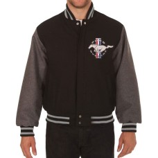 Ford Mustang Embroidered Black and Grey Varsity Jacket