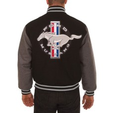 Ford Mustang Embroidered Black and Grey Varsity Jacket