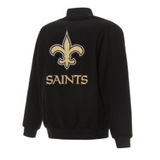 New Orleans Saints Varsity Black Wool Jacket