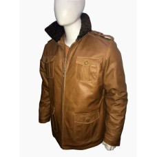 High Quality Real Fur Brown Leather Jacket 