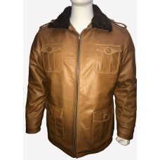High Quality Real Fur Brown Leather Jacket 