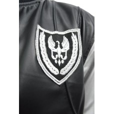 Mens Silver Sleeve Teddy Bomber Leather Jacket