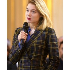 France 2021 Lea Seydoux Checkered Coat