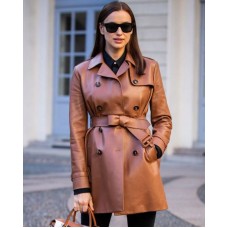 Irina Shayk Leather Trench Coat