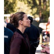 Lucifer S05 Lauren German Maroon Bomber Jacket