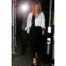 Rihanna White Biker Leather Jacket
