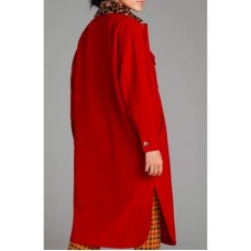 Side Hustle Presley Leopard Collar Red Coat