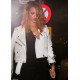 Rihanna White Biker Leather Jacket