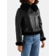 Womenâ€™s Aviator Cropped Shearling Leather Jacket
