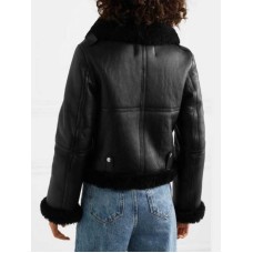 Womenâ€™s Aviator Cropped Shearling Leather Jacket