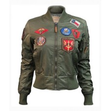 Womens Top Gun MA-1 Olive Bomber Jacket
