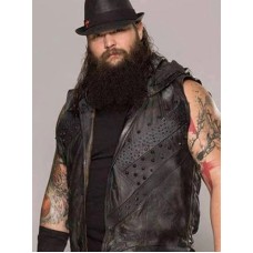 WWE Bray Wyatt Black Leather Hooded Vest