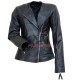Michelle Pfeiffe Collar Less Black Leather Jacket