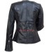 Michelle Pfeiffe Collar Less Black Leather Jacket