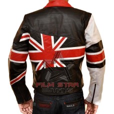 UK British Flag Slim Fit Motorcycle Leather Jacket 