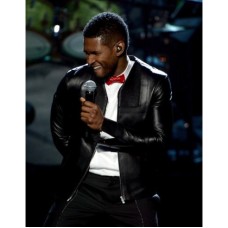 Collar Less Rock Hall Usher Leather Jacket
