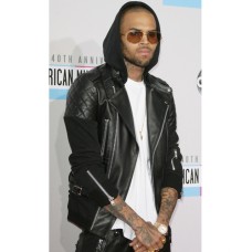 Chris Brown Black Quilted Leather Jacket
