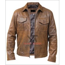 Copper Classic Distressed Brown Leather Jacket