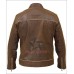 Copper Striped Vintage Distressed Brown Leather Jacket