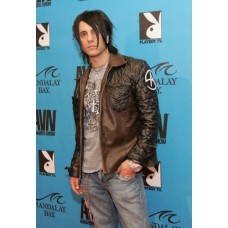 Criss Angel Leather Jacket Brown Quilted